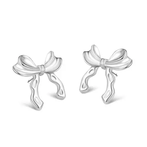 Produktbild: Silber Bow Schleifen Ohrringe für Damen Bow Ohrstecker mit Geschenkbox Schleifen Ohrstecker