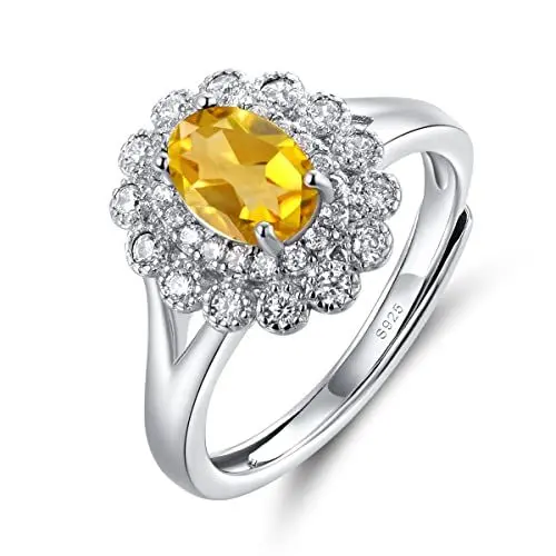Produktbild: Silber ringe 925 frauen Verstellbar Princess Diana Citrin öffnung Damen 925 Sterling Silber Ring Prinzessin Diana Kate Middleton Edelstein Trauringe