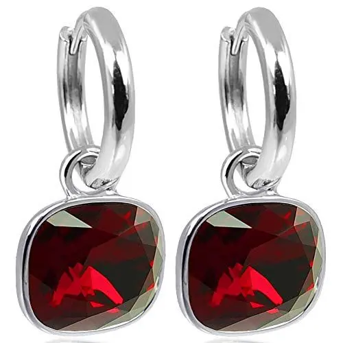 Produktbild: Silber-Creolen Charm Anhänger Rot Marken Kristalle Ohrringe 925 Sterling NOBEL SCHMUCK