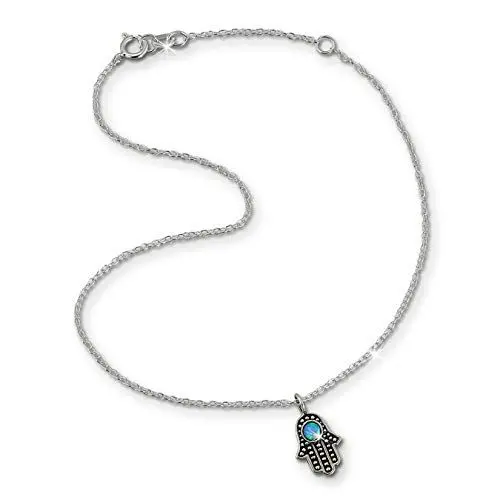 Produktbild: SilberDream Fußkette türkis für Damen Silberschmuck indische Hand 25cm SDF8002T Silber Fußkette