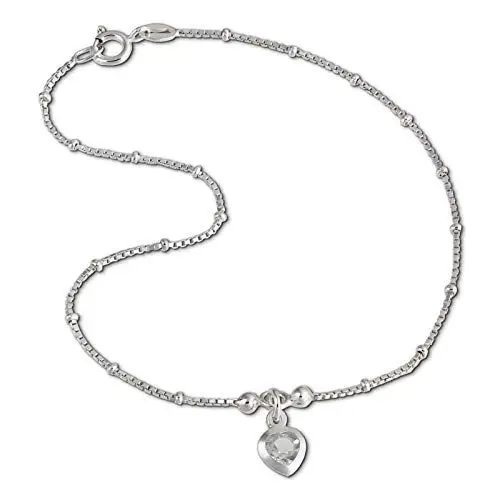 Produktbild: SilberDream Herz Fußkette Damen silber weiß Schmuck 25cm 925 Silber SDF2025W Silber Fußkette