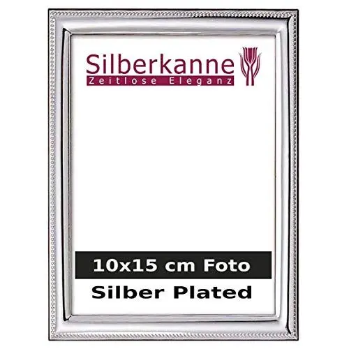 Produktbild: SILBERKANNE Bilderrahmen Norderney 10x15 cm Foto mit Holzrücken Premium Silber Plated edel versilbert in Top Verarbeitung