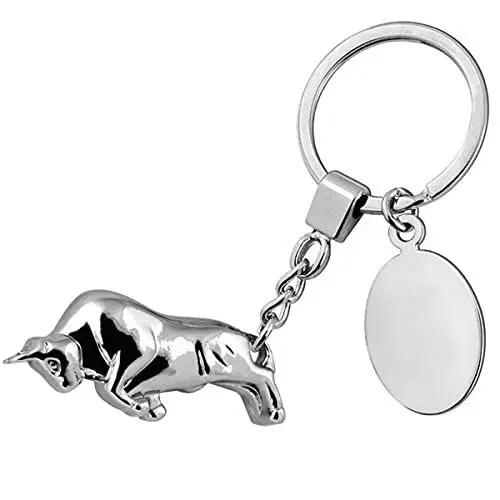 Produktbild: SILBERKANNE Exklusiver Schlüsselanhänger Stier, Bulle, Börse, 11x3,5x1,2 cm. Premium Silber Plated edel versilbert. Fertig zum verschenken mit schicker Geschenkverpackung