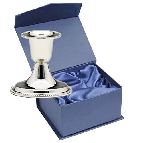 Produktbild: SILBERKANNE Kerzenleuchter mit Perlmuster H 7 cm Premium Silber Plated edel versilbert in Top Verarbeitung. Fertig zum verschenken mit schicker Geschenkverpackung