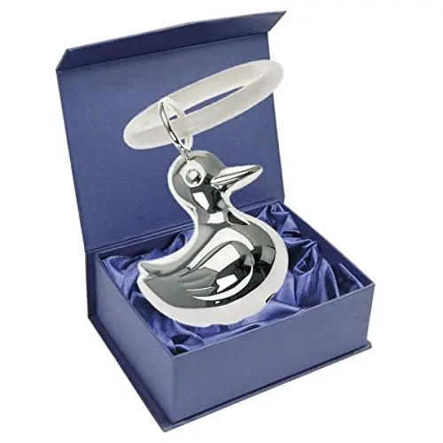 Produktbild: SILBERKANNE Kinderrassel mit Beissring Ente L 7 cm Premium Silber Plated edel versilbert in Top Verarbeitung