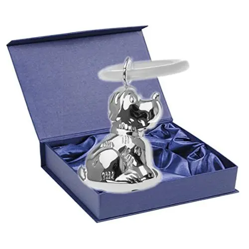 Produktbild: SILBERKANNE Kinderrassel mit Beissring Hund L 7cm Premium Silber Plated edel versilbert in Top verarbeitung. Fertig zum verschenken mit schicker Geschenkverpackung