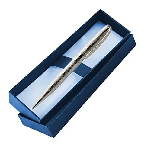 Produktbild: SILBERKANNE Kugelschreiber guilloch 14 cm Premium Silber Plated edel versilbert in Top Verarbeitung. Fertig zum verschenken mit schicker Geschenkverpackung