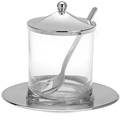 Produktbild: SILBERKANNE Marmeladenglas Parmesandose Konfitürendose 4 TLG Premium Silber Plated edel versilbert in Top Verarbeitung