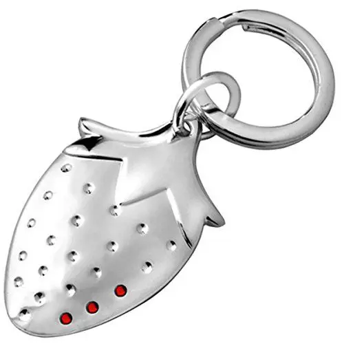 Produktbild: SILBERKANNE Schlüsselanhänger Erdbeer 8x3 cm Premium Silber Plated edel versilbert in Top Verarbeitung