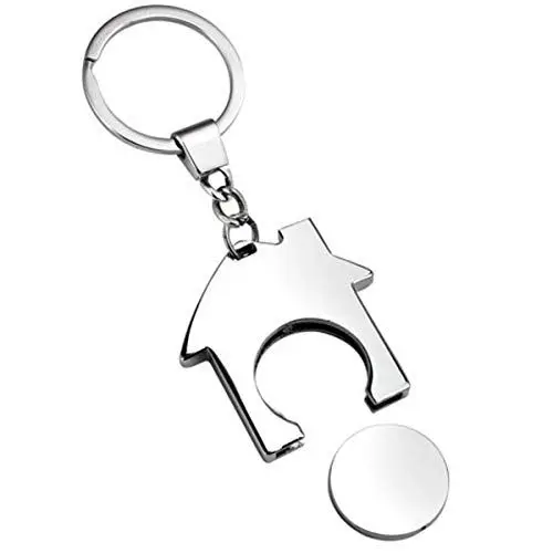 Produktbild: SILBERKANNE Schlüsselanhänger Haus mit Chip für Einkaufswagen 11x4x1 cm Premium Silber Plated edel versilbert in Top Verarbeitung