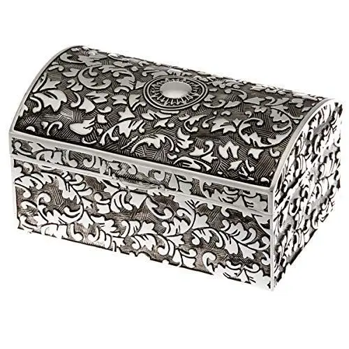Produktbild: SILBERKANNE Schmuckdose antik 5x8 cm Premium Silber Plated edel versilbert in Top Verarbeitung. Für geliebte Schmuckstücke wie Ringe, Kettchen, Ohrringe und Armbänder. Mit schicker Geschenkverpackung
