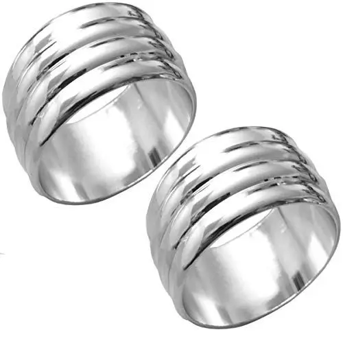 Produktbild: SILBERKANNE Serviettenring 2 Stück Bonn rund 4 cm Premium Silber Plated edel versilbert für Papier- und Stoffservietten. Fertig zum verschenken mit schicker Geschenkverpackung