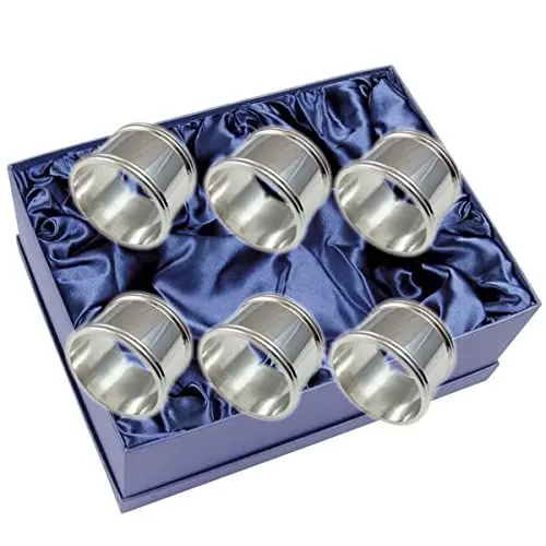 Produktbild: SILBERKANNE Serviettenring Berlin D 4 cm 6 er Set Premium Silber Plated edel versilbert in Top Verarbeitung für Stoffservietten. Fertig zum verschenken mit schicker Geschenkverpackung