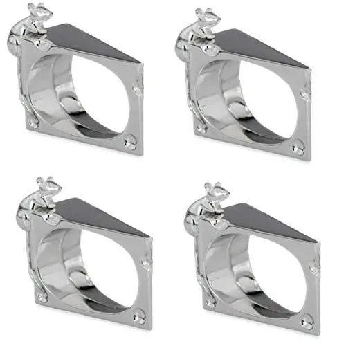 Produktbild: SILBERKANNE Serviettenring Maus und Käse 5,5x3,5x2,0 cm 4er Set Premium Silber Plated edel versilbert in Top Verarbeitung. Fertig zum verschenken mit schicker Geschenkverpackung