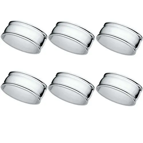 Produktbild: SILBERKANNE Serviettenringe Fadenmuster L 6 cm 6er Satz für Soffservietten Premium Silber Plated edel versilbert in Top Verarbeitung. Fertig zum verschenken mit schicker Geschenkverpackung