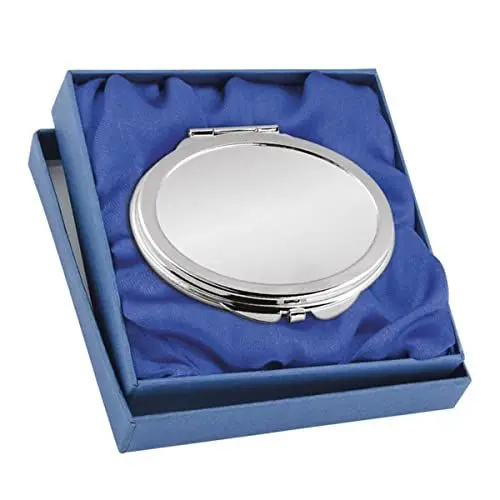 Produktbild: SILBERKANNE Taschenspiegel Schminkspiegel oval 7x6 cm. Premium Silber Plated edel versilbert in Top Verarbeitung