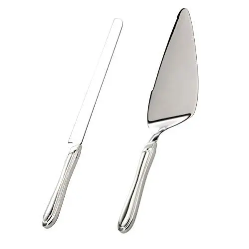 Produktbild: SILBERKANNE Tortenmesser und Tortenheber mit Fadenmuster L 28 cm / 31 cm Premium Silber Plated edel versilbert in Top Verarbeitung