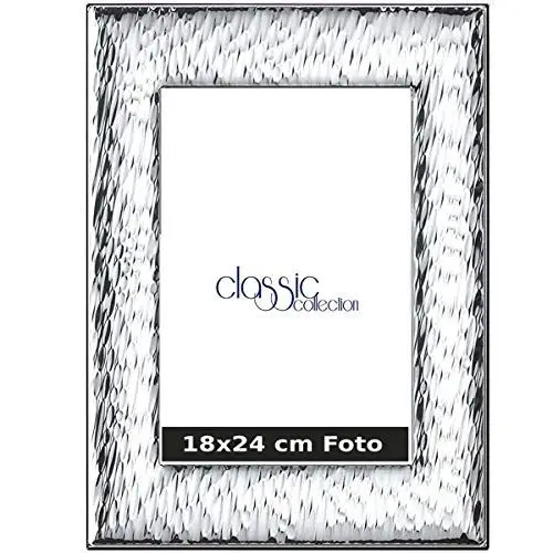 Produktbild: silberkanne Bilderrahmen mit 925 Silber für 18x24 cm Fotos mit Holzrücken in Premium Verarbeitung