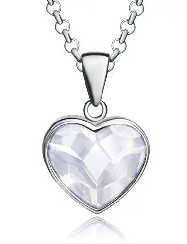 Produktbild: MIKA MUNICH Kette Damen Herz Silberkette 925 Sterling Silber Swarovski Kristall | Herzkette Halskette Freundin Geschenk für Mama Liebe Valentinstag | Schmuck Frau