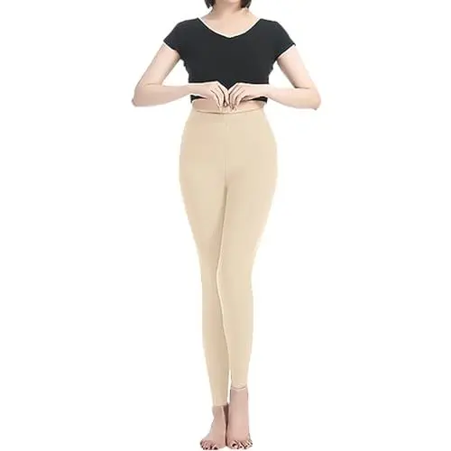 Produktbild: Silberne Saiten Damen-Leggings mit -Futter, Delong, Thermo-Leggings, grau, schwarz, hohe Taille, modisch, lässig, hohe Elastizität, knöchellang, Thermisch warm Bein Schmuck (Beige, XXXL)