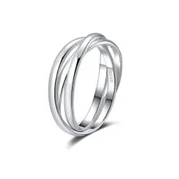 Produktbild: SILBERTALE 3er Ringe Wickelring Silber 925 Damenring 3 In 1 Anxiety Relief Fidget Drehbarer Ring Dreiteilige Ineinander Verwoben Ringe In Einem Daumenring Zappelringe für Männer und Frauen Size 52