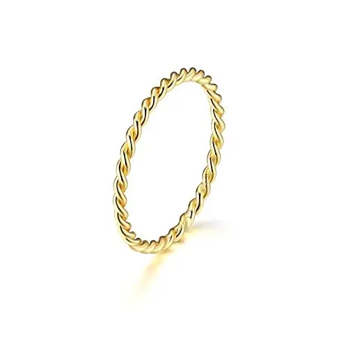 Produktbild: SILBERTALE 925 Silber Ringe Geflochten Ring Gold Damen Silberschmuck Minimalistisch Kordelring Vorsteckring Dünn Stapelring Ewigkeit Geflochten Twisted Knoten Knuckle Band Ring Frauen Schmuck