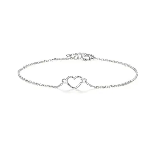 Produktbild: SILBERTALE Ketten Herz Armbänder Damen 925 Sterling Silber Goldene Einfaches Loveful Armbänder für Frauen