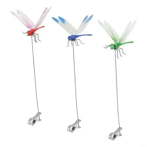 Produktbild: Sileduove 3/6 x gefälschte Libellen-Clips,3D Libelle Gartendeko Drachenfliege Gartenstecker Libellen Garten Ornamente mit Stäben(3pcs)
