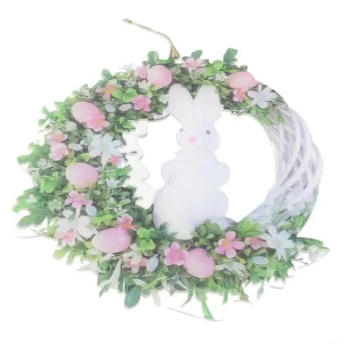 Produktbild: Sileduove Osterkranz Mit Bunten Ostereiern Blumen Türkranz Osterdekoration Hase Hängeschild Ostern Hängeschild Heimdekoration Requisiten Geschenke Osterei Dekokranz Künstliche Blumen Kränze(A)