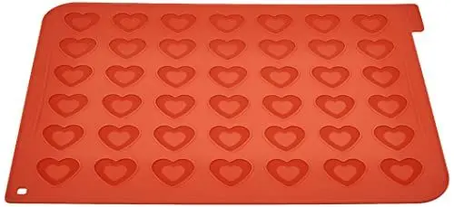 Produktbild: silikomart MAC03 HEART Silicone MAT N.42 Macaron 38X35 MM, Silikon, Ziegelrot, 5.5 x 5.5 x 30.5 cm