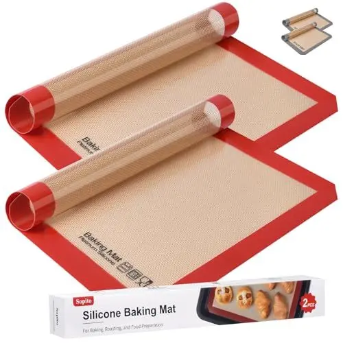 Produktbild: Silikon Backmatte, Sopito 2 stück Backunterlagen 41.9x29.5cm Antihaft Wiederverwendbar Teigmatte Backunterlage für Kekse Backen Zubehör, Teig Ausrollen und Tischset