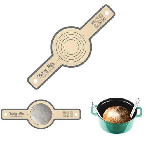 Produktbild: Silikon Backmatte für Dutch Oven,Backmatte Brot Antihafte Backmattes Wiederverwendbare Silikon Brotbackmatt Brotschlinge mit Langen Griffen für Heißluftfritteusen, Hausbäckereien