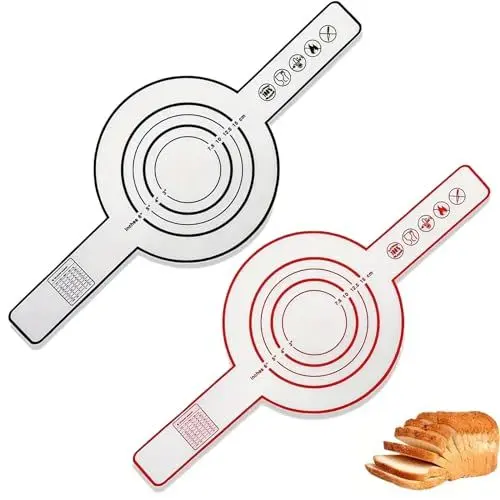 Produktbild: Silikon Backmatte für Dutch Oven, 2 Stück Silicone Brotbackmatte Backofen mit Langen Griffen Wiederverwendbare Silikonbackmatte Teigtropfen Ofenzubehör Multifunktionale Baking Mat