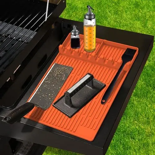 Produktbild: Silikon Griddle Tools Mat suit für Blackstone, 100% Food Grade Silikon Grill Side Shelf Mat für BBQ Spatel Werkzeuge, Tropfauflage für Küche, Kochen, Arbeitsplatte (Orange)