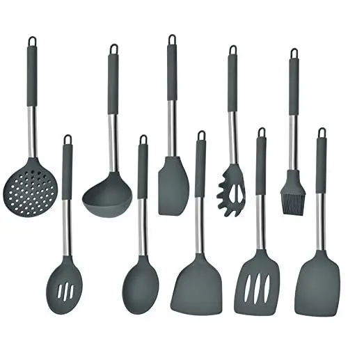 Produktbild: Silikon Küchenhelfer Set, 24 Stück Hitzebeständiger BPA Frei Silikon Küchenutensilien Geschlitzt Pfannenwender Kochlöffel Spülmaschinengeeignet, Antihaft Spachtel zum Kochen Kochgeschirr, Schwarz