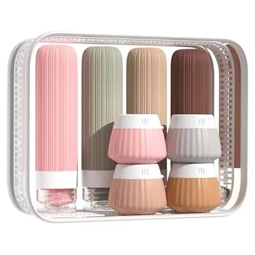 Produktbild: Silikon Reiseflaschen 14 Pack, Tsa Genehmigt Reise Größe Toilettenartikel Reiseflaschen zum Befüllen, Silikon Reiseflaschen, Reiseset Flüssigkeiten Set, Reise Gadgets (Rosa)