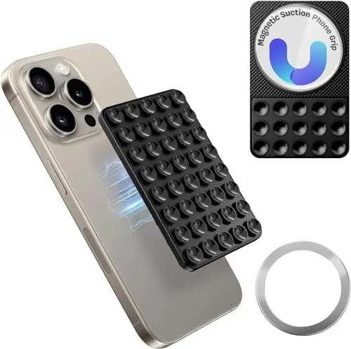 Produktbild: Silikon Saugnapf Handyhalterung, Freihändige Starke Griffhalterung für Selfies und Videos Anti-Rutsch-Handyhalter Kompatibel mit iPhone & Android Handyhüllen, für iPhone 15/14/13 Pro Max (Schwarz)