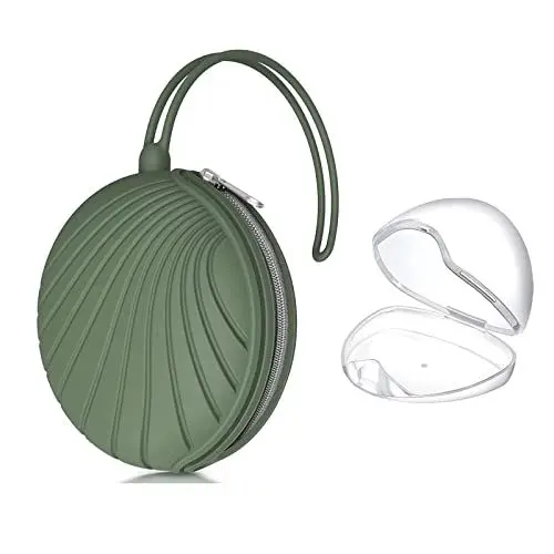 Produktbild: Silikon Schnullerbox Mädchen Junge mit 1 Transparent Schnullerbox,BPA-Freiem Silikon Schnullerhalter Aufbewahrung für 2 Schnuller,Wasserdicht Schnullerhalter Schnullerbox für Wickelrucksack(Grün)