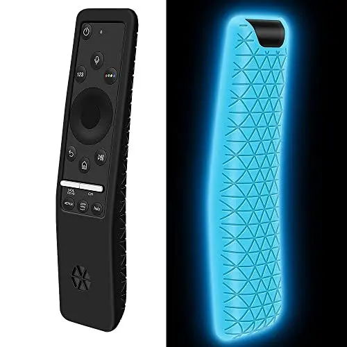 Produktbild: Silikon Schutzhülle für Samsung Fernbedienung BN59-01330B BN59-01260A BN59-01312A BN59-01259B Smart TV Fernseher Original Ersatz Remote Anti-Rutsch Stoßfest Hülle Case Cover (Schwarz + Glow Blue)