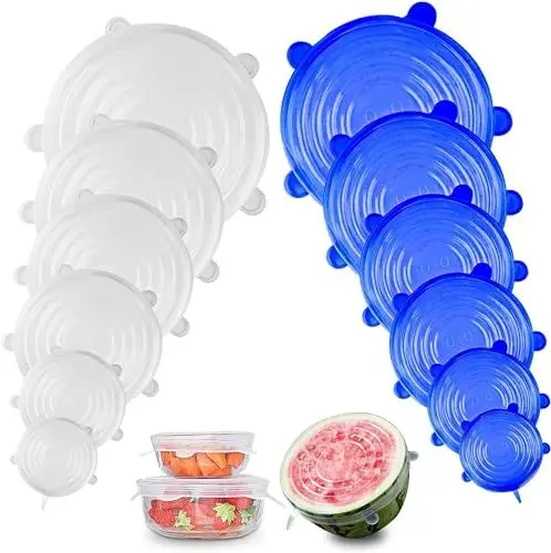 Produktbild: Silikondeckel Dehnbar, 6+6 Verschiedenen Größen silikondeckel in Blau und Pink, Wiederverwendbare Silikondeckel für Dosen, BPA-frei, für SchüSseln, TöPfe, GläSer, Dosen, Becher, Bierflasche