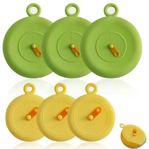 Produktbild: Silikondeckel Dehnbar, 6 Stück Silikon Deckel Universal JoghurtDeckel Deckel Dosendeckel Anti Staub Becher Deckel Einmachdeckel mit Stundenplan für Trinkgläser Dosen