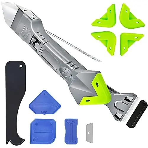 Produktbild: Silikonentferner Werkzeug Set, 5 in 1 Fugenkratzer Silikon Caulking Werkzeug Kit für Küche Bad Boden Fliesen mit Silikon Fugenwerkzeug, Siliko Fugenglätter, Multifunktional Abdichtung Werkzeug