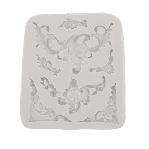 Produktbild: Silikonform für Barock-Kuchen, Barock-Stil, Curlicues, Schnörkeln, Spitze, Fondant, Weiß, europäischer Rahmen, Kuchendekorationswerkzeuge, Blumen-Spitzenform