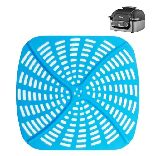 Produktbild: Silikonform für Heißluftfritteuse für Ninja Foodi Health Grill und Heißluftfritteuse AG301EU, Antihaftbeschichtet Wiederverwendbar Silikoneinsatz Zubehör, 21 cm x 22 cm(Blau)