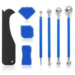 Produktbild: Silikonfugen Abzieher, 8 Stück Caulking Werkzeug Schaber Kit Silikon Abzieher Fugenglätter Set Metallkugel Abzieher Fugenabzieher für Badezimmer Küchenfliesen