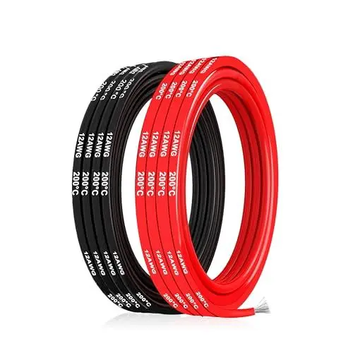 Produktbild: Silikonkabel,Silikon Elektronik Kabel-SCHDRA 3,33 mm² 12AWG Super flexibles Elektrokabe 10m (5m Schwarz & 5m Rot) geeignet für Fernsteuerungsmodelle, Lampen, Haushaltsgeräte und mehr
