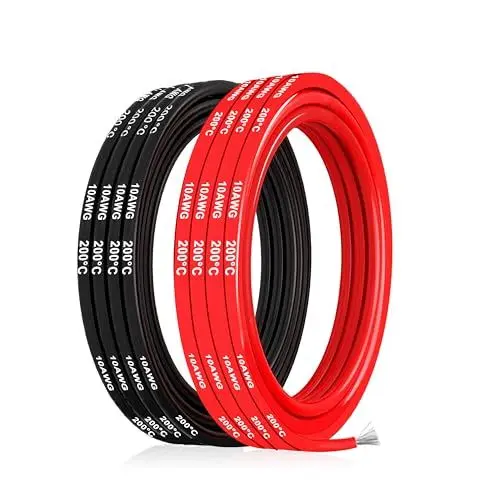 Produktbild: Silikonkabel,Silikon Elektronik Kabel-SCHDRA 5,26 mm² 10AWG Super flexibles Elektrokabe 5m (2,5m Schwarz & 2,5m Rot) geeignet für Fernsteuerungsmodelle, Lampen, Haushaltsgeräte und mehr