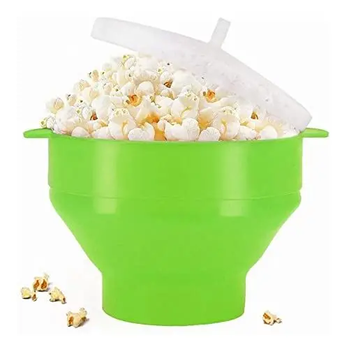 Produktbild: Mikrowellen-Silikon-Popcorn-Popper, Zusammenklappbare Silikon-Popcorn-Maker-Schüssel mit Griffdeckel