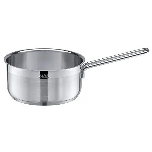 Produktbild: Silit Achat Stielkasserolle Induktion 16cm ohne Deckel, kleiner Topf, Kochtopf klein 1,4l, Milchtopf Induktion, Edelstahl teilmattiert, unbeschichtet, backofengeeignet