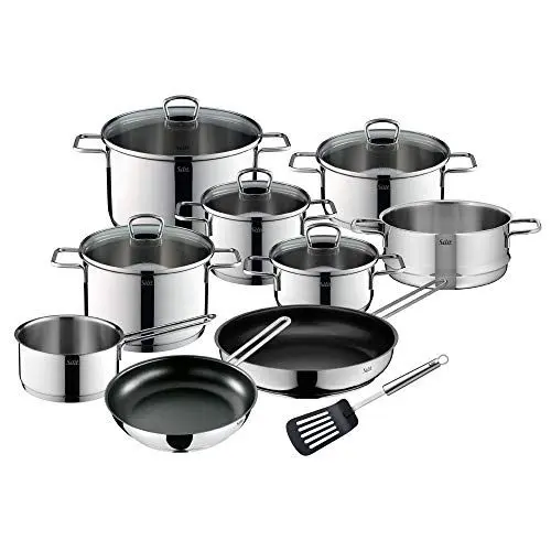 Produktbild: Silit Alicante Topfset Induktion 10-teilig, Kochtopf Set mit Glasdeckel, Edelstahl poliert, Induktions Töpfe Set unbeschichtet